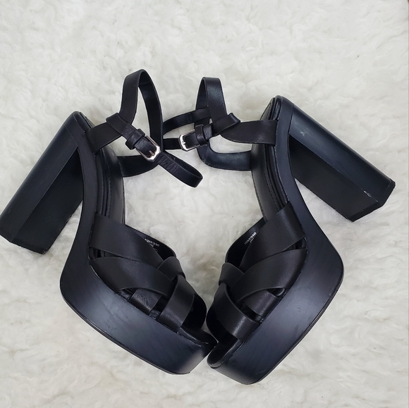 ZARA Strappy Chunky Platform Sandal Black SIZE 37 (US 7.0)